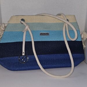 Amiani‎ Striped Double Handled Beach Tote Bag